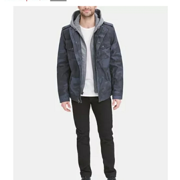 Levi's two pocket hooded trucker jacket navy/camo - Picture 3 of 8